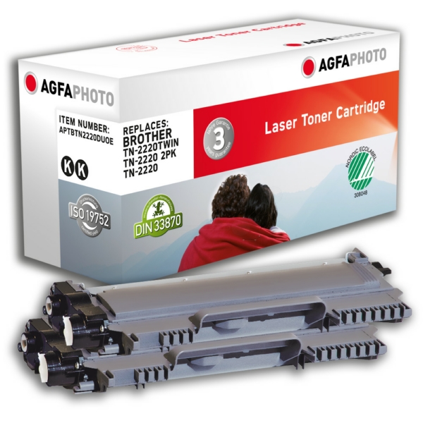 Toner / AgfaPhoto - APTBTN2220DUOE ersetzt TN-2220 - Doppelpack