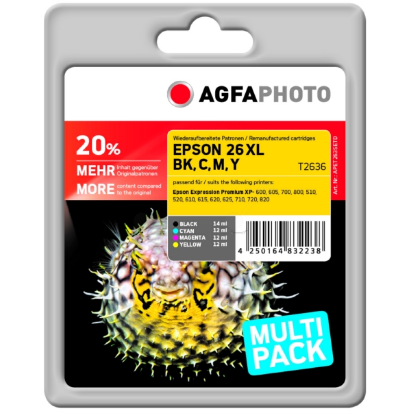 Tinte / AgfaPhoto - APET263SETD ersetzt C13T26364010 / 26XL, C13T26364510 / 26XL