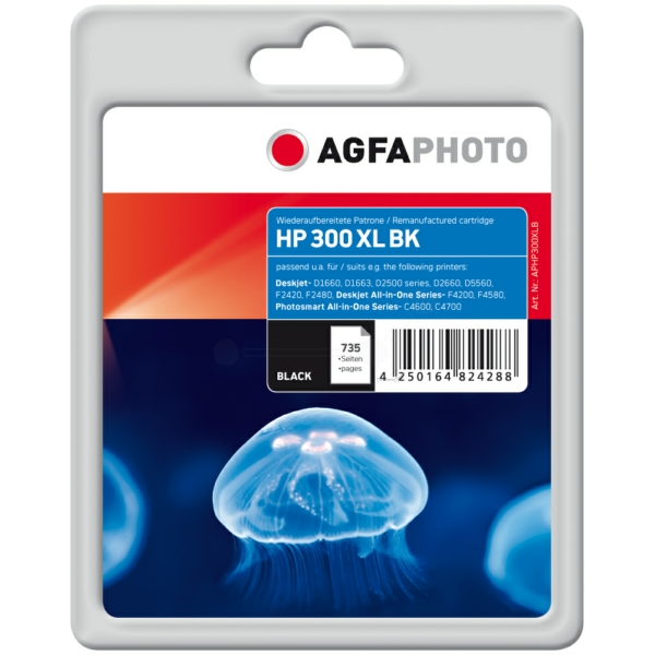 Druckkopfpatrone / AgfaPhoto - APHP300XLB ersetzt CC641EE / 300XL